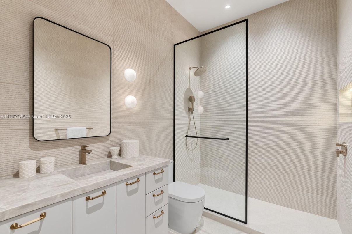 Bathroom, Glass Shower, Interior, Recessed Lighting