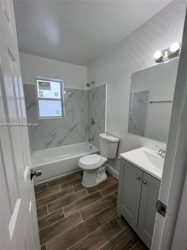 Bathroom, Interior, Marble Walls, Wood Texture Flooring