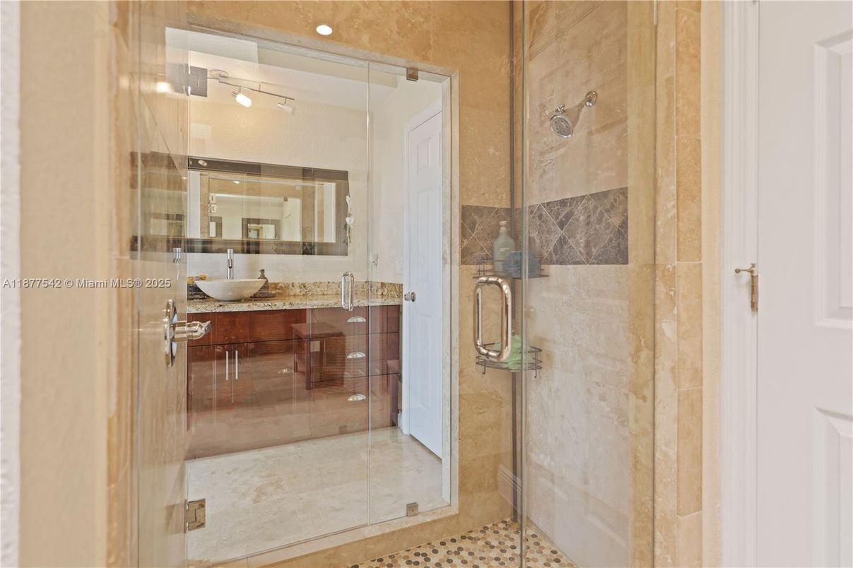 Bathroom, Glass Shower, Interior, Recessed Lighting