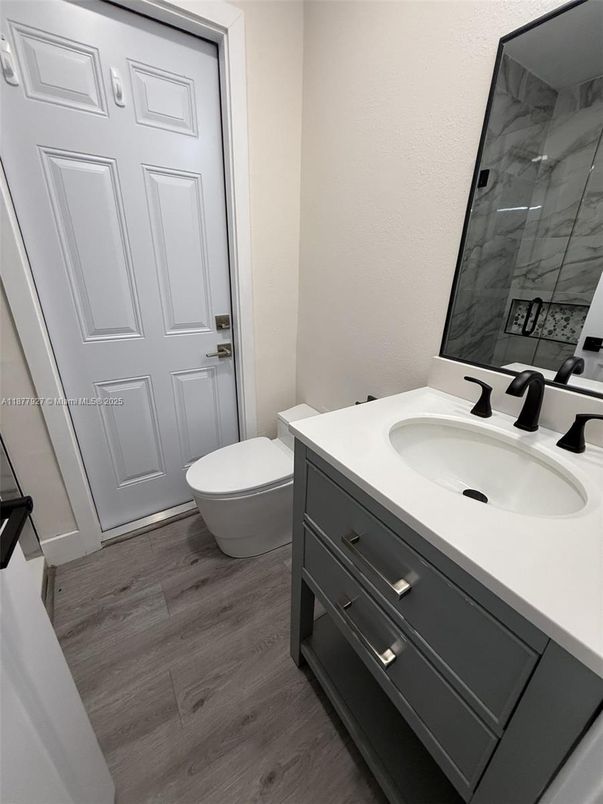 Bathroom, Interior, Marble Walls, Wood Texture Flooring