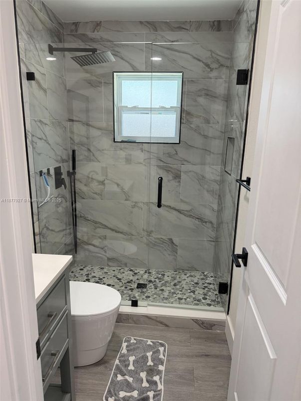 Bathroom, Glass Shower, Interior, Marble Walls