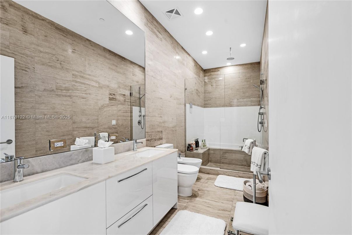 Bathroom, Dual Sink Vanities, Glass Shower, Interior, Recessed Lighting
