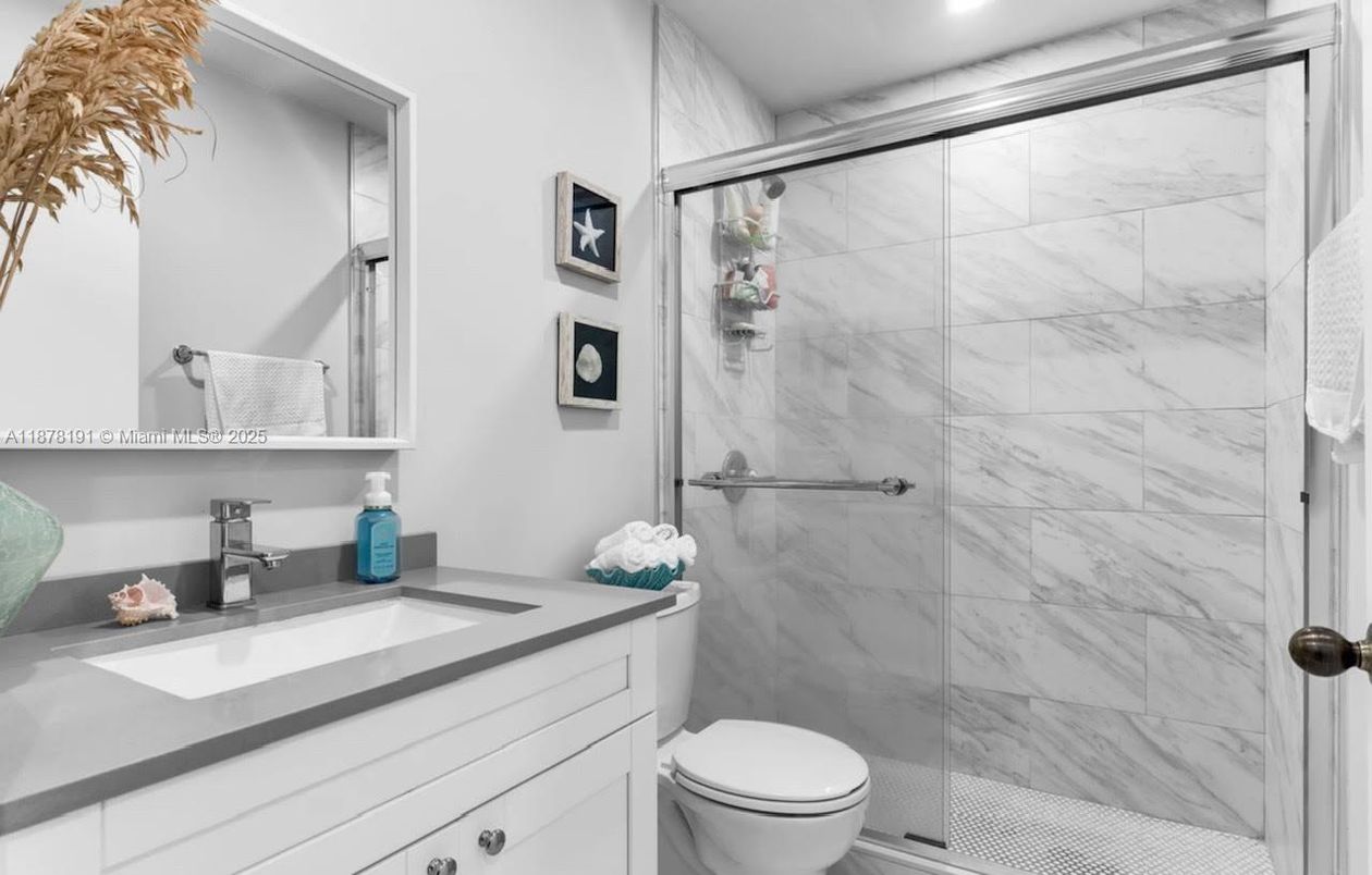 Bathroom, Glass Shower, Interior, Marble Walls, Recessed Lighting