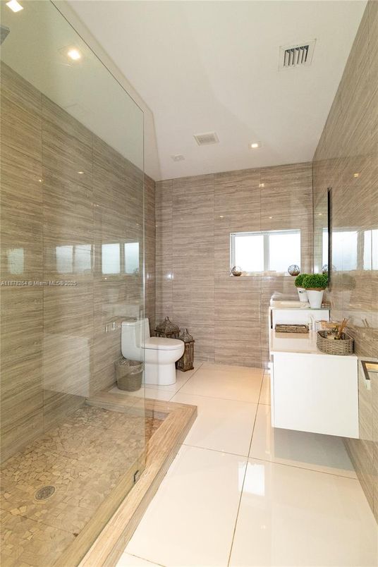 Bathroom, Glass Shower, Interior, Recessed Lighting