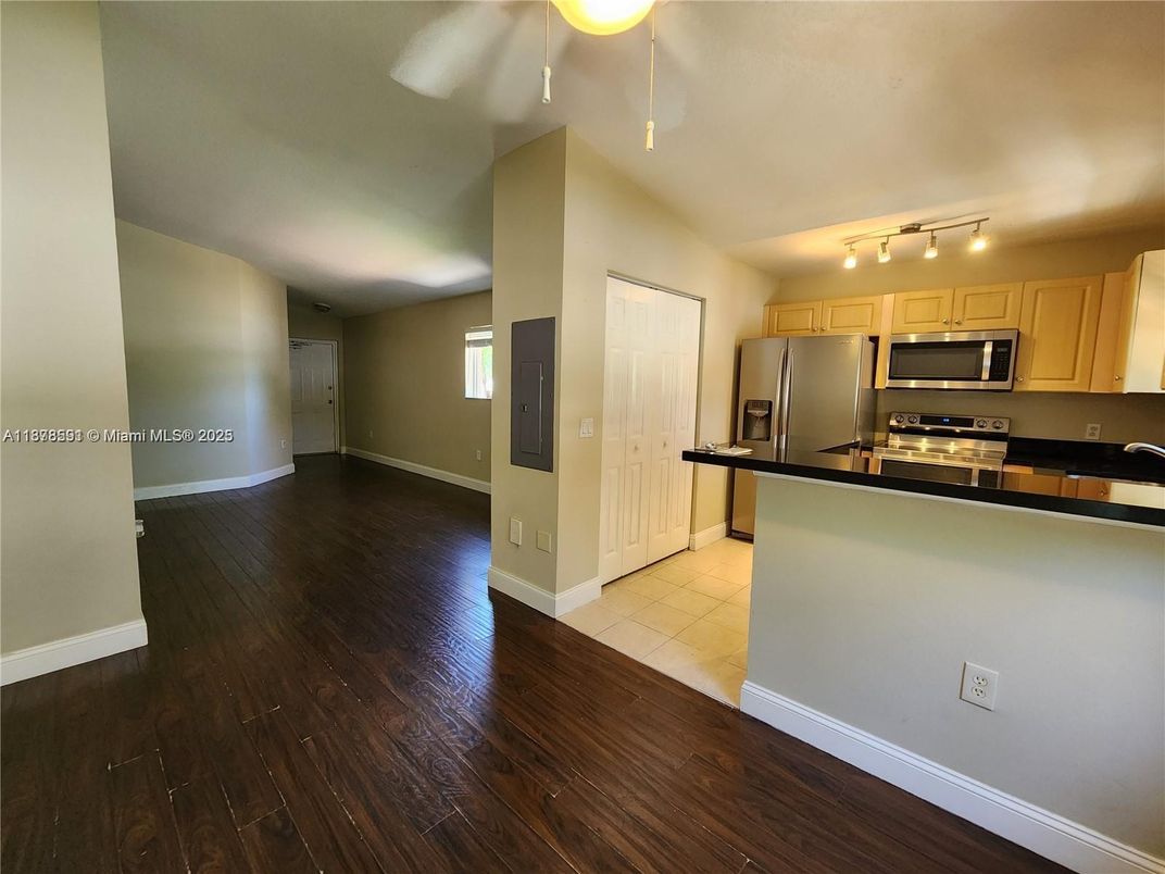 Interior, Kitchen, Stainless Steel Appliances, Wood Texture Flooring