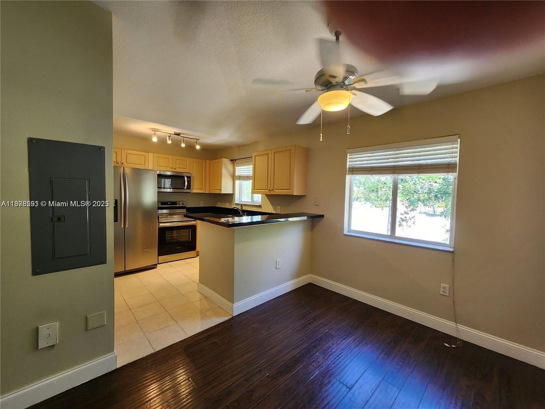 Interior, Kitchen, Stainless Steel Appliances, Wood Texture Flooring