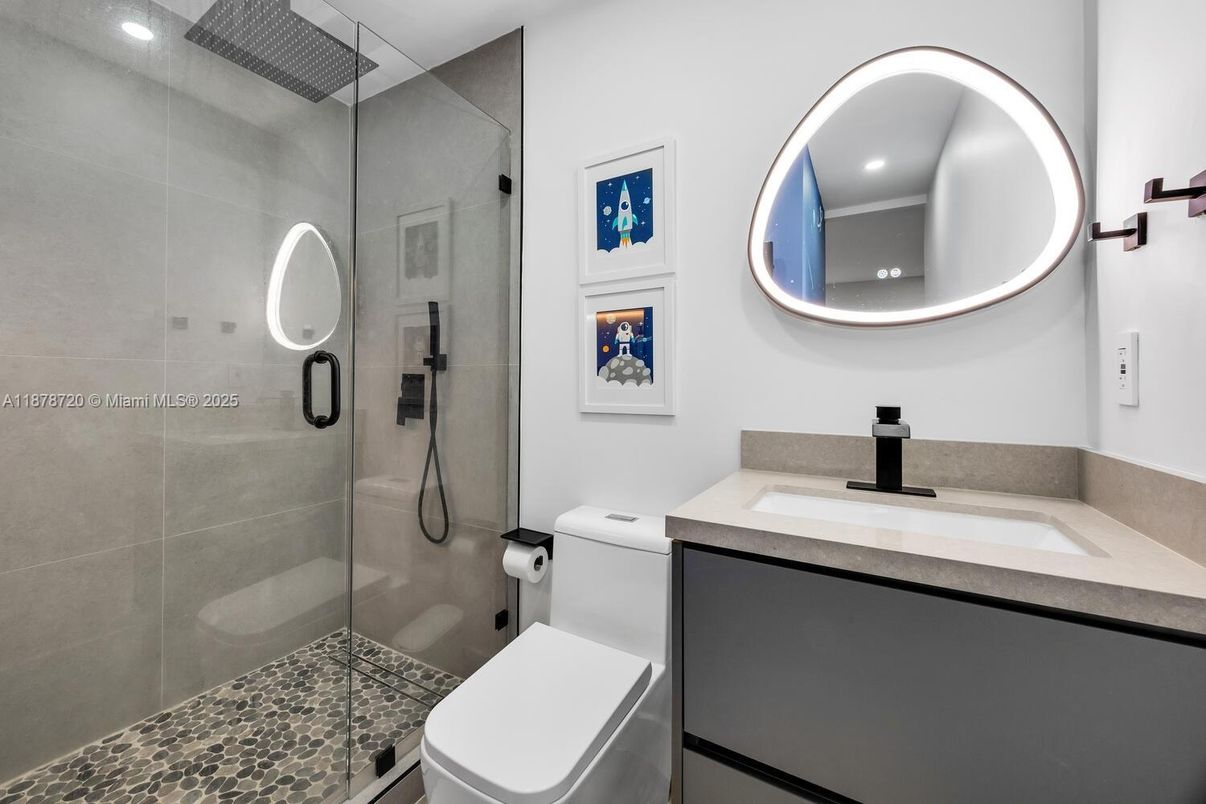 Bathroom, Glass Shower, Interior, Recessed Lighting