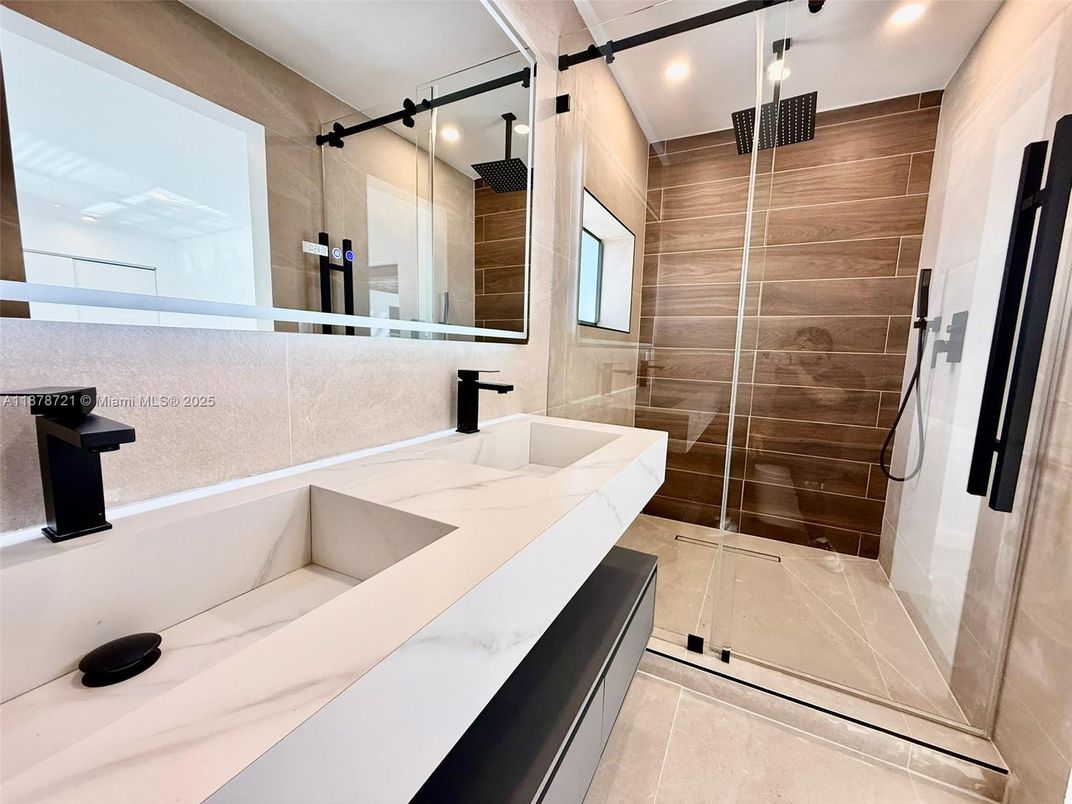 Bathroom, Glass Shower, Interior, Recessed Lighting