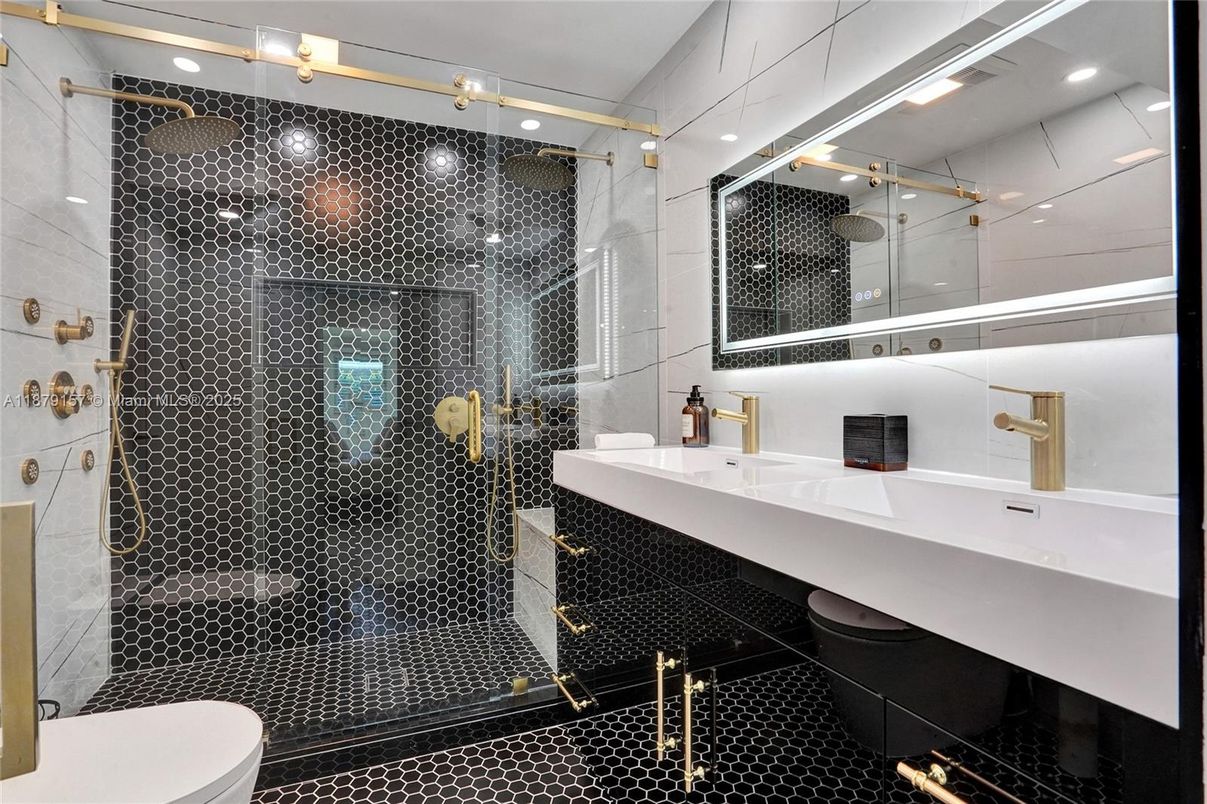 Bathroom, Glass Shower, Interior, Recessed Lighting