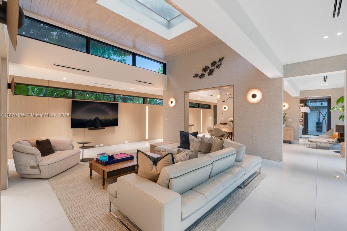 Interior, Living room, Recessed Lighting, Wooden Ceilings