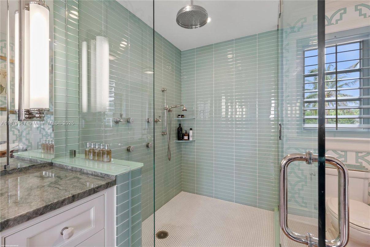 Bathroom, Glass Shower, Interior, Recessed Lighting