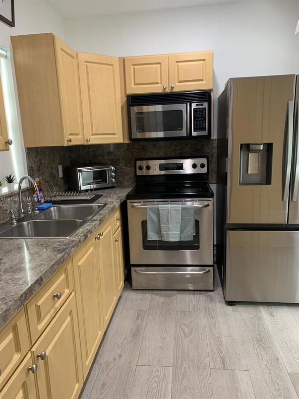 Interior, Kitchen, Stainless Steel Appliances, Wood Texture Flooring