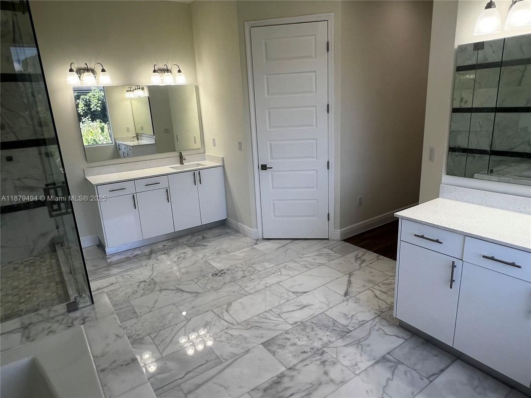 Bathroom, Dual Sink Vanities, Glass Shower, Interior, Marble