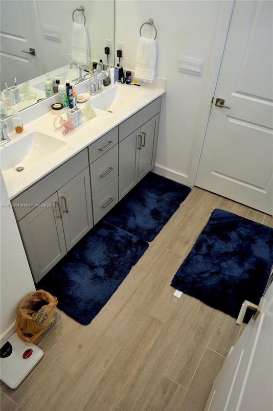 Bathroom, Dual Sink Vanities, Interior, Wood Texture Flooring