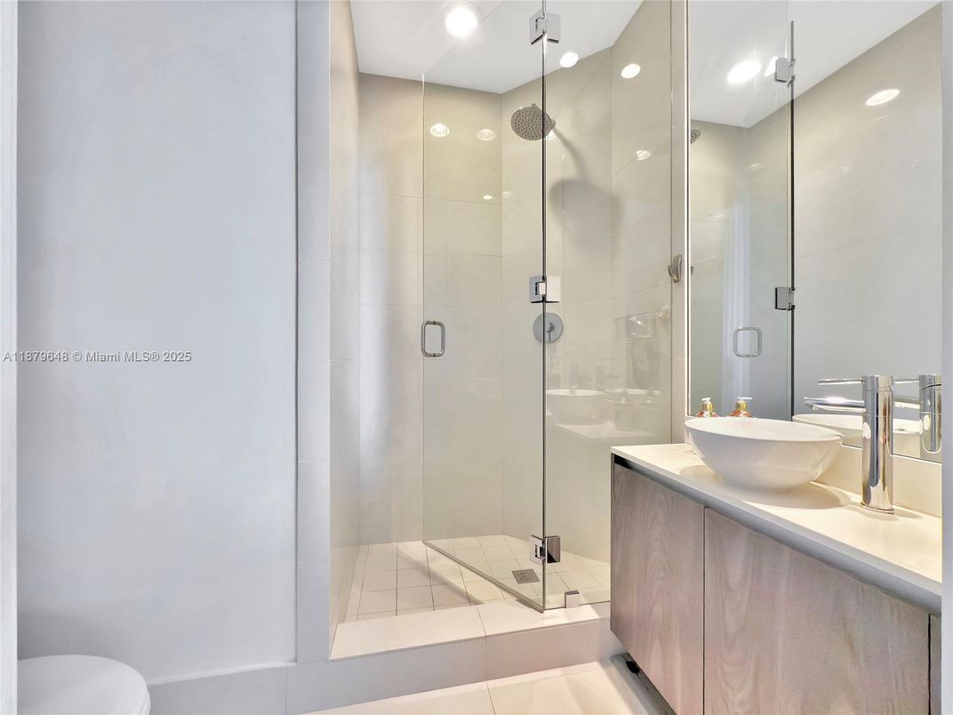 Bathroom, Glass Shower, Interior, Recessed Lighting