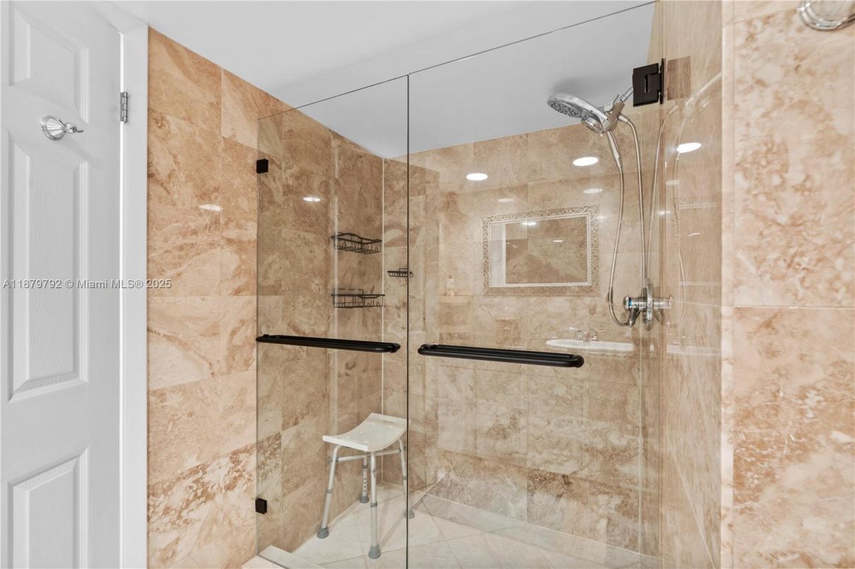 Bathroom, Glass Shower, Interior, Recessed Lighting