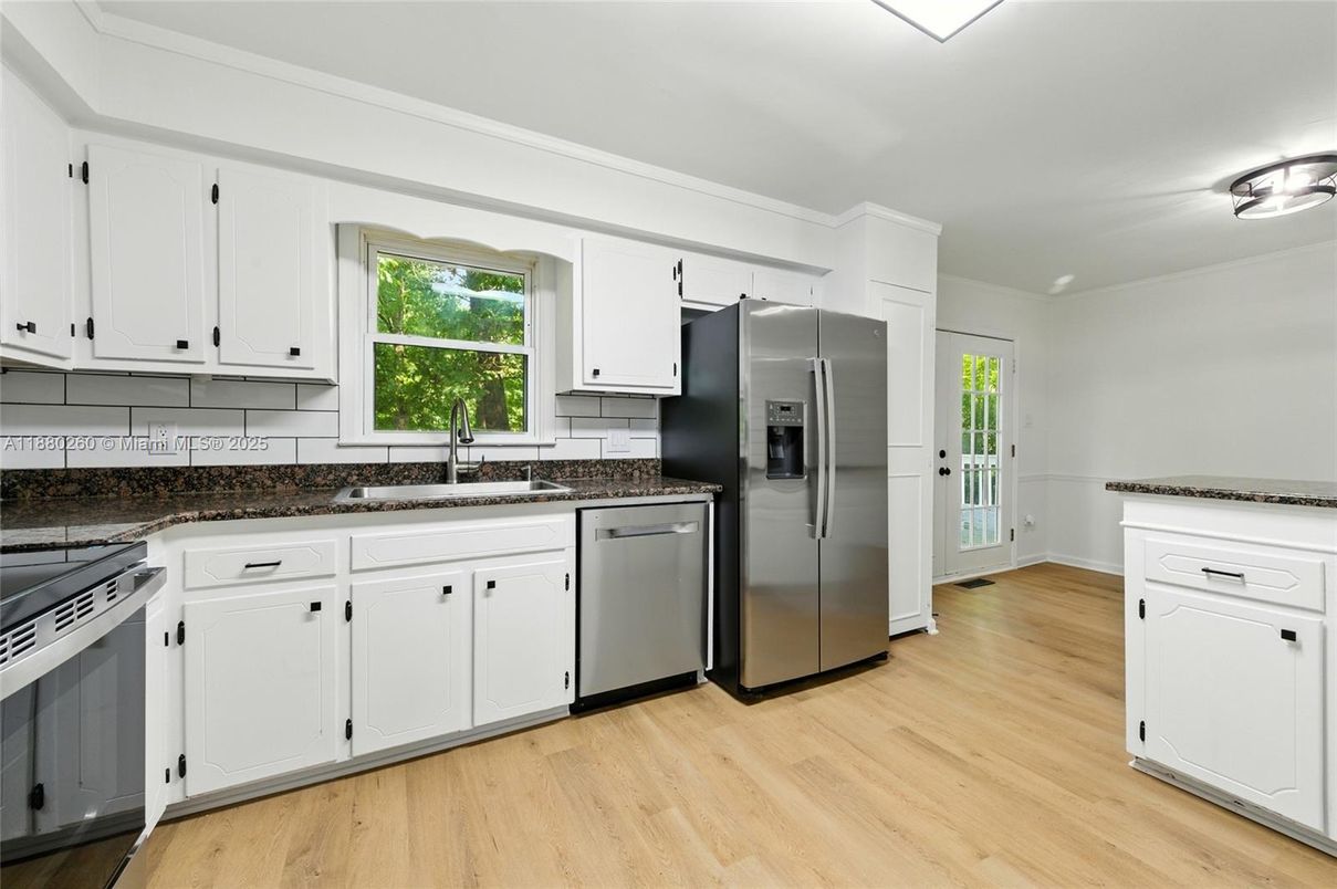 Interior, Kitchen, Stainless Steel Appliances, Wood Texture Flooring