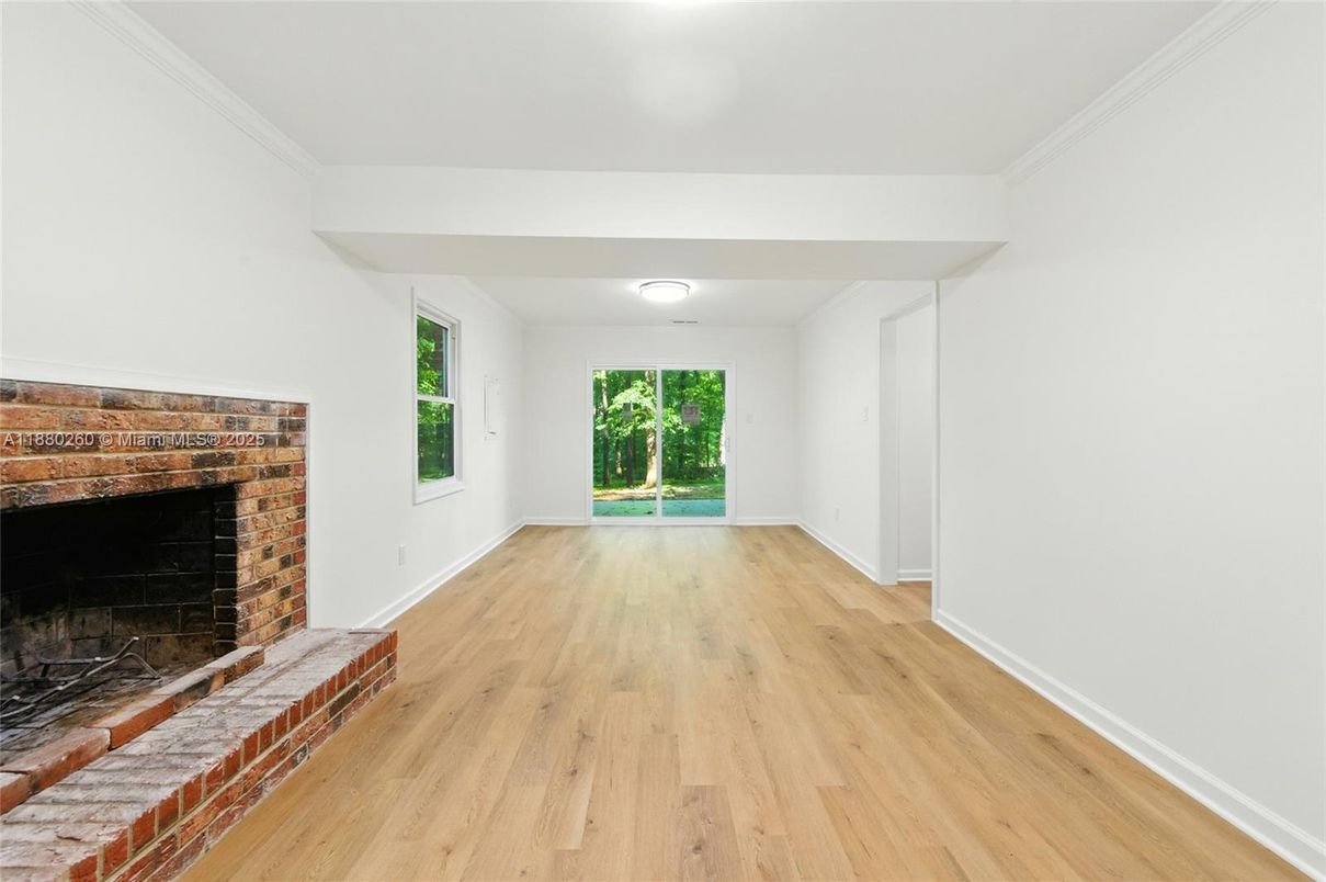 Empty room, Fireplace, Interior, Wood Texture Flooring