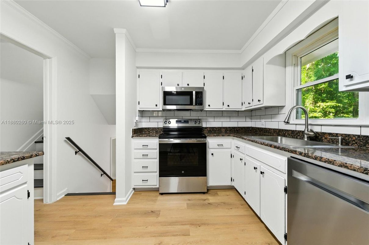 Interior, Kitchen, Stainless Steel Appliances, Wood Texture Flooring