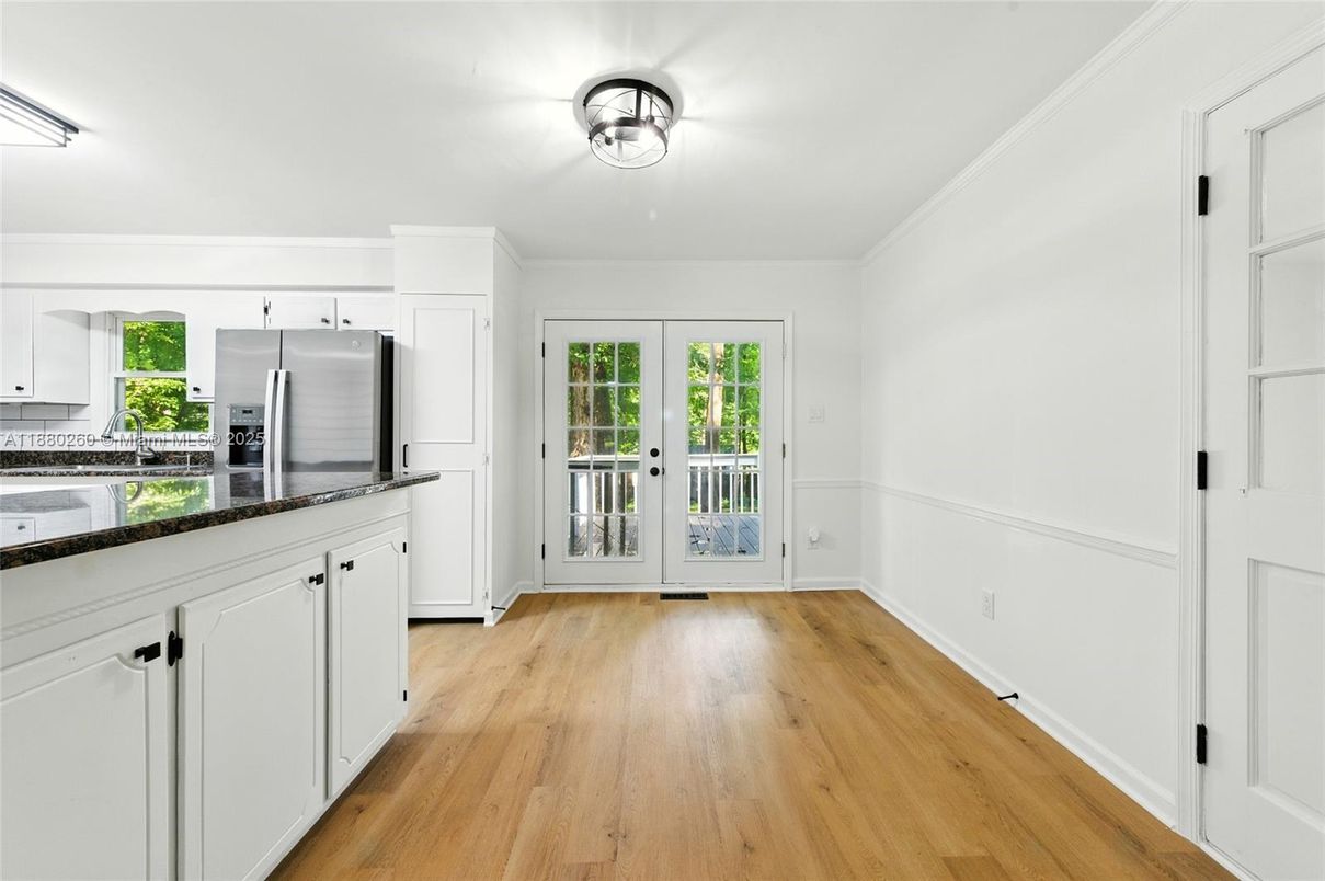 Interior, Kitchen, Stainless Steel Appliances, Wood Texture Flooring