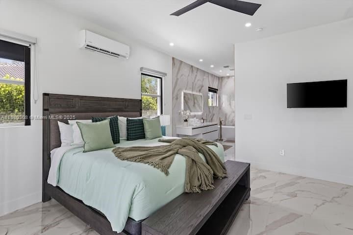 Bedroom, Interior, Marble, Recessed Lighting