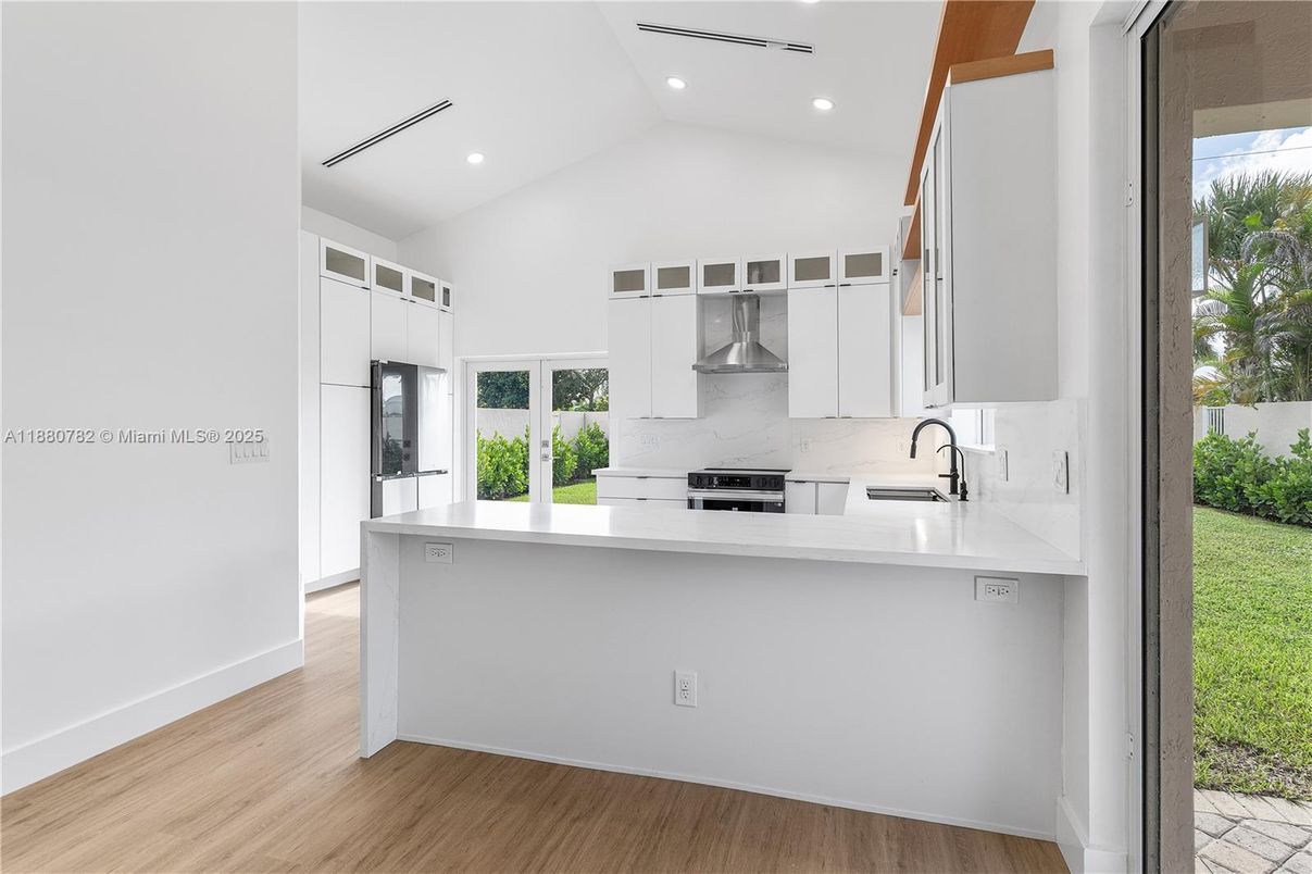 Interior, Kitchen, Recessed Lighting, Wood Texture Flooring