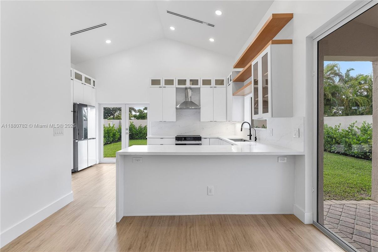 Interior, Kitchen, Recessed Lighting, Wood Texture Flooring
