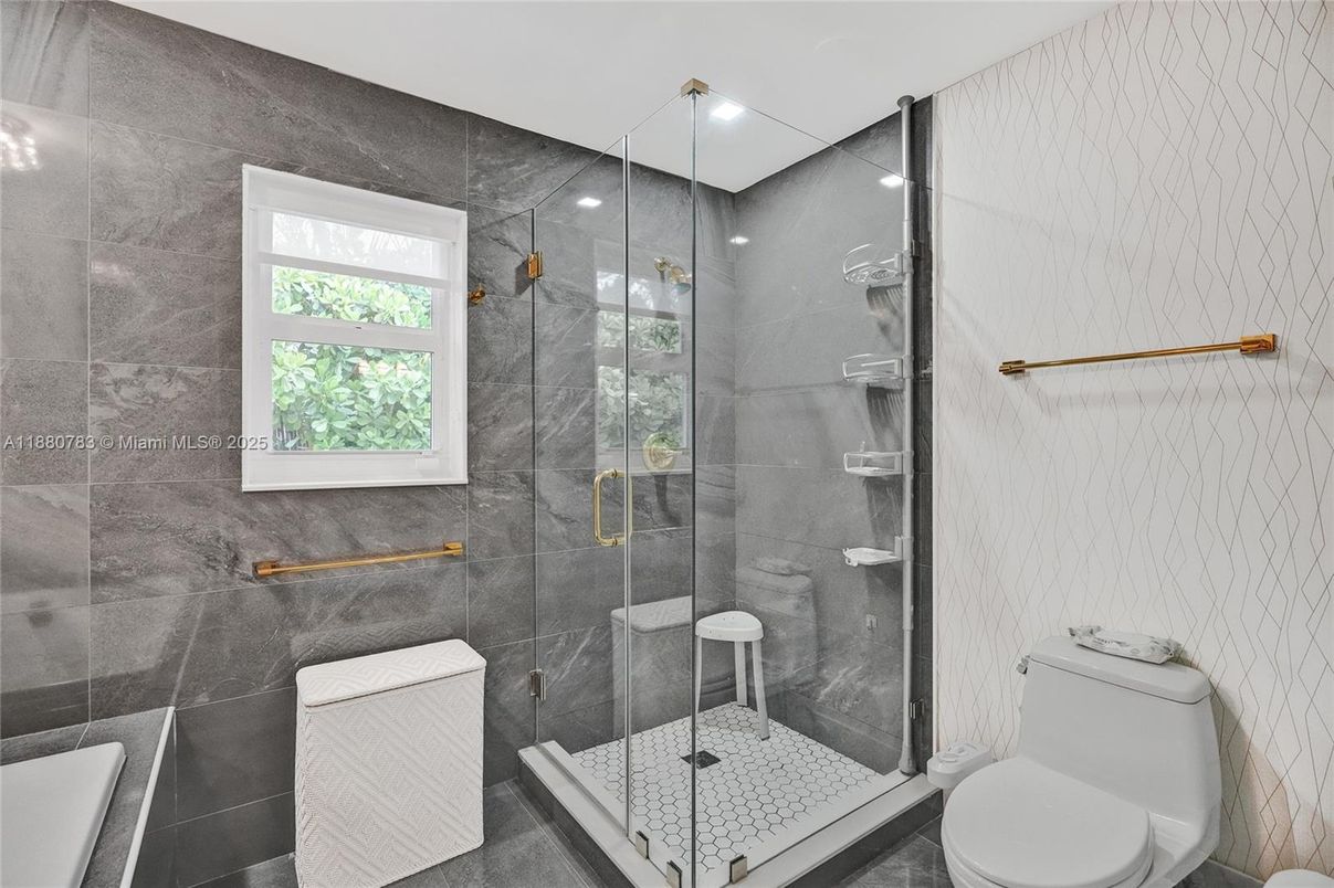 Bathroom, Glass Shower, Interior, Recessed Lighting