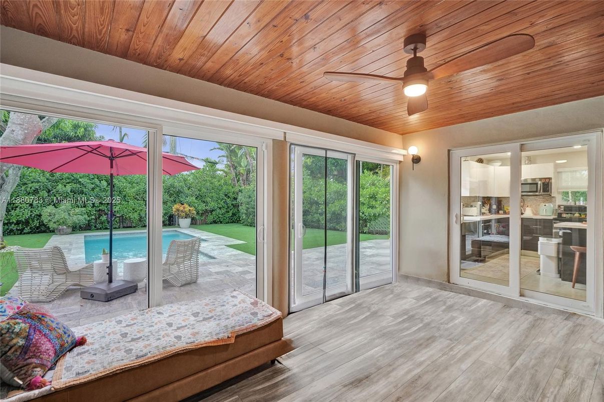 Interior, Pool, Sun Room, Wooden Ceilings, Wood Texture Flooring