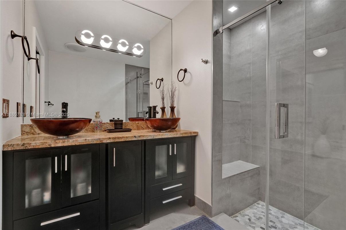 Bathroom, Dual Sink Vanities, Glass Shower, Interior