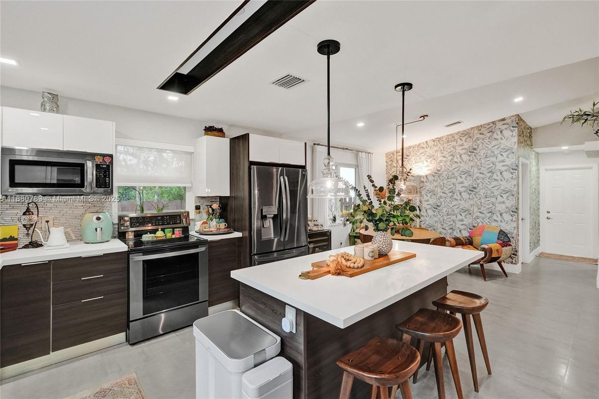 Interior, Kitchen, Pendant Lights, Recessed Lighting, Stainless Steel Appliances