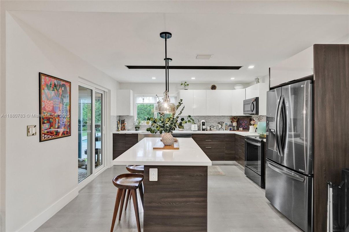 Interior, Kitchen, Pendant Lights, Recessed Lighting, Stainless Steel Appliances