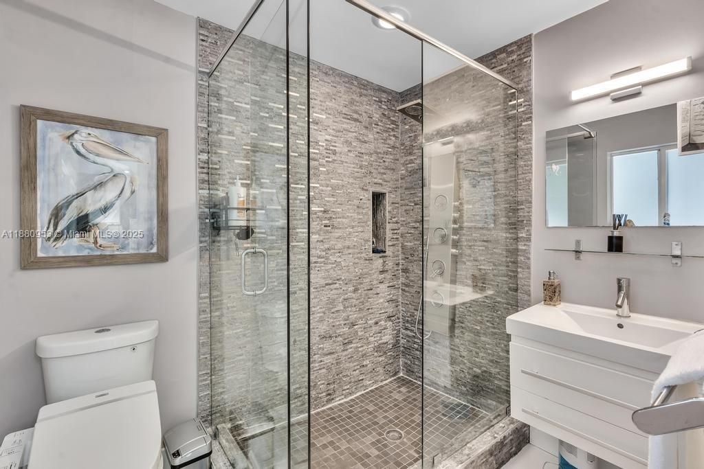 Bathroom, Glass Shower, Interior, Recessed Lighting
