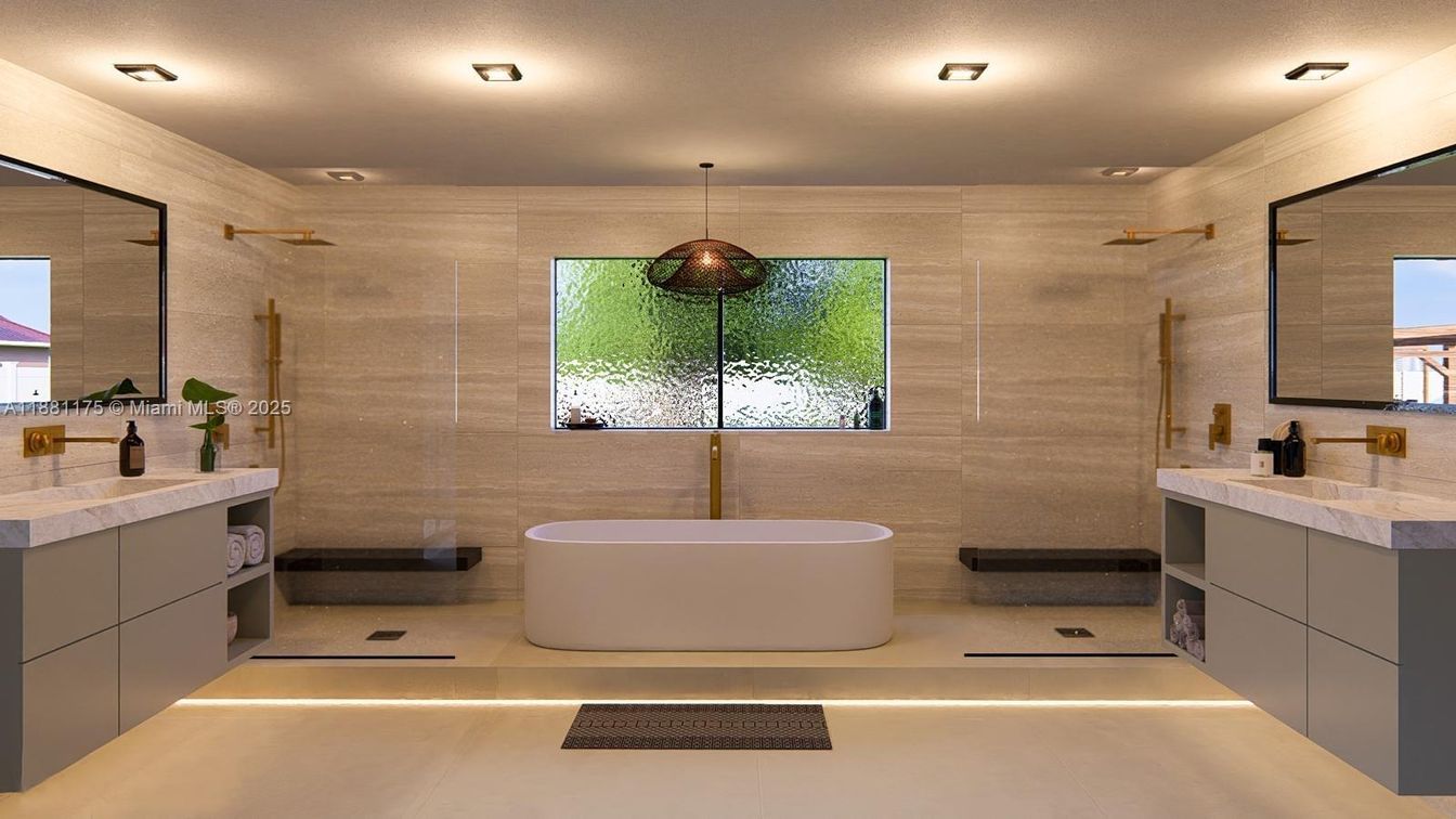 Bathroom, Dual Sink Vanities, Free Standing Baths, Glass Shower, Interior, Recessed Lighting