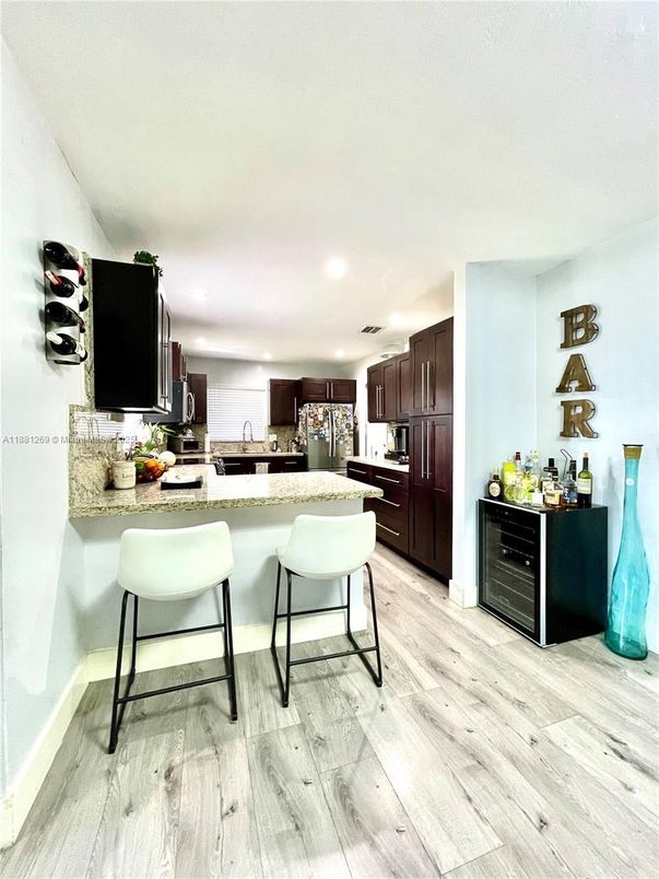 Interior, Kitchen, Recessed Lighting, Wood Texture Flooring