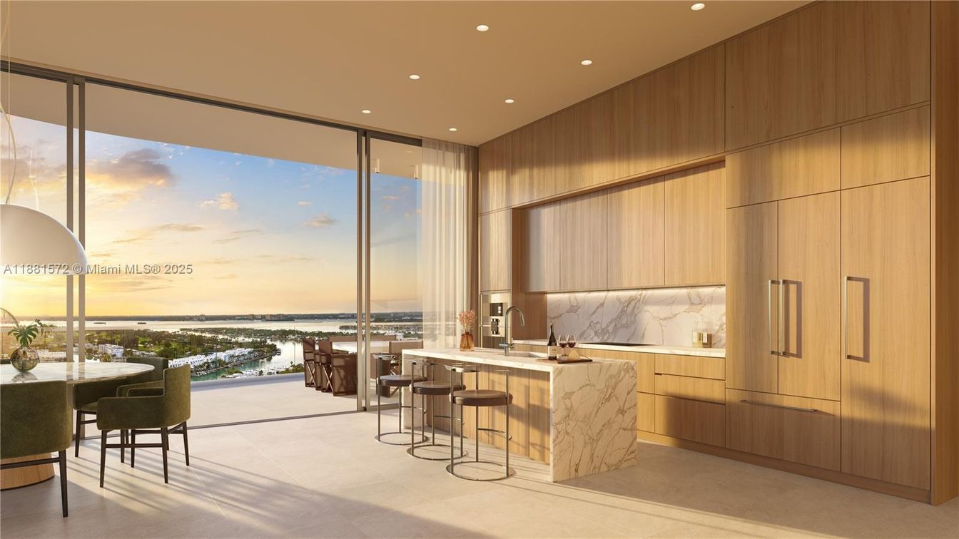 Interior, Kitchen, Marble Walls, Recessed Lighting, Water