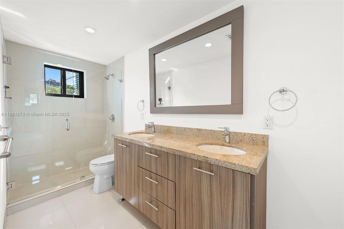 Bathroom, Dual Sink Vanities, Glass Shower, Interior, Recessed Lighting