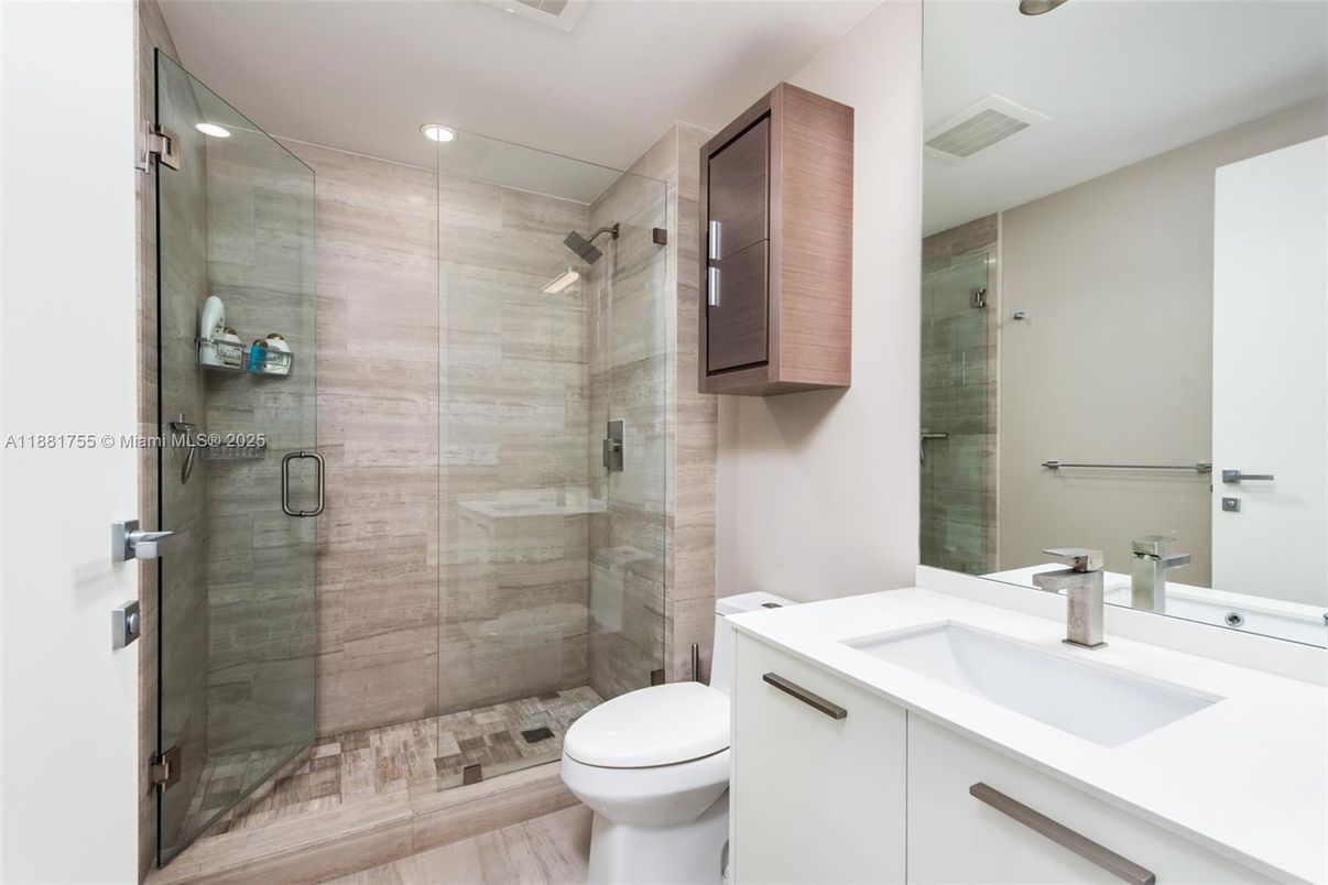 Bathroom, Glass Shower, Interior, Recessed Lighting