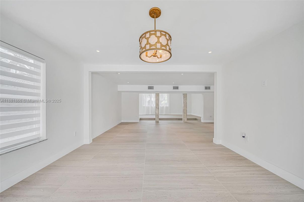 Empty room, Interior, Pendant Lights, Recessed Lighting, Wood Texture Flooring