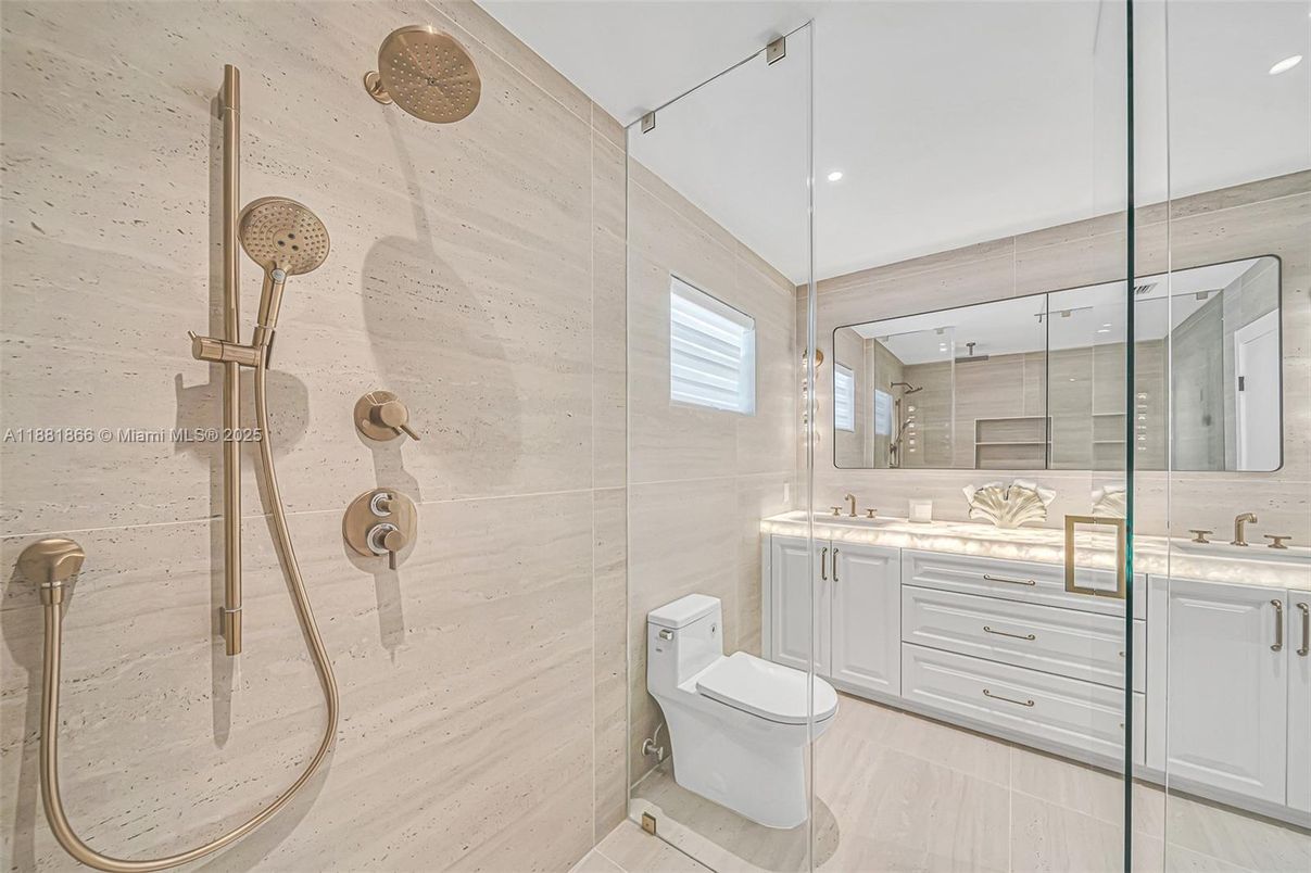 Bathroom, Glass Shower, Interior, Recessed Lighting
