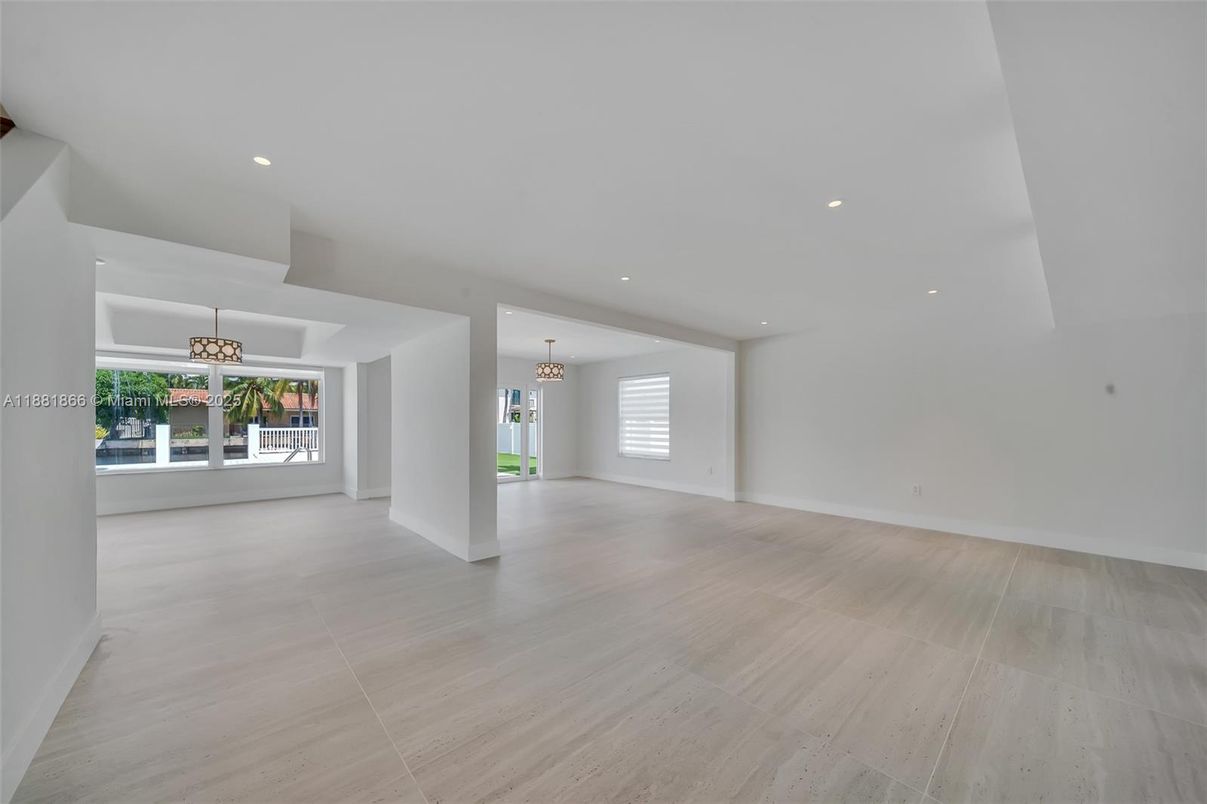 Chandelier, Empty room, Interior, Recessed Lighting, Wood Texture Flooring