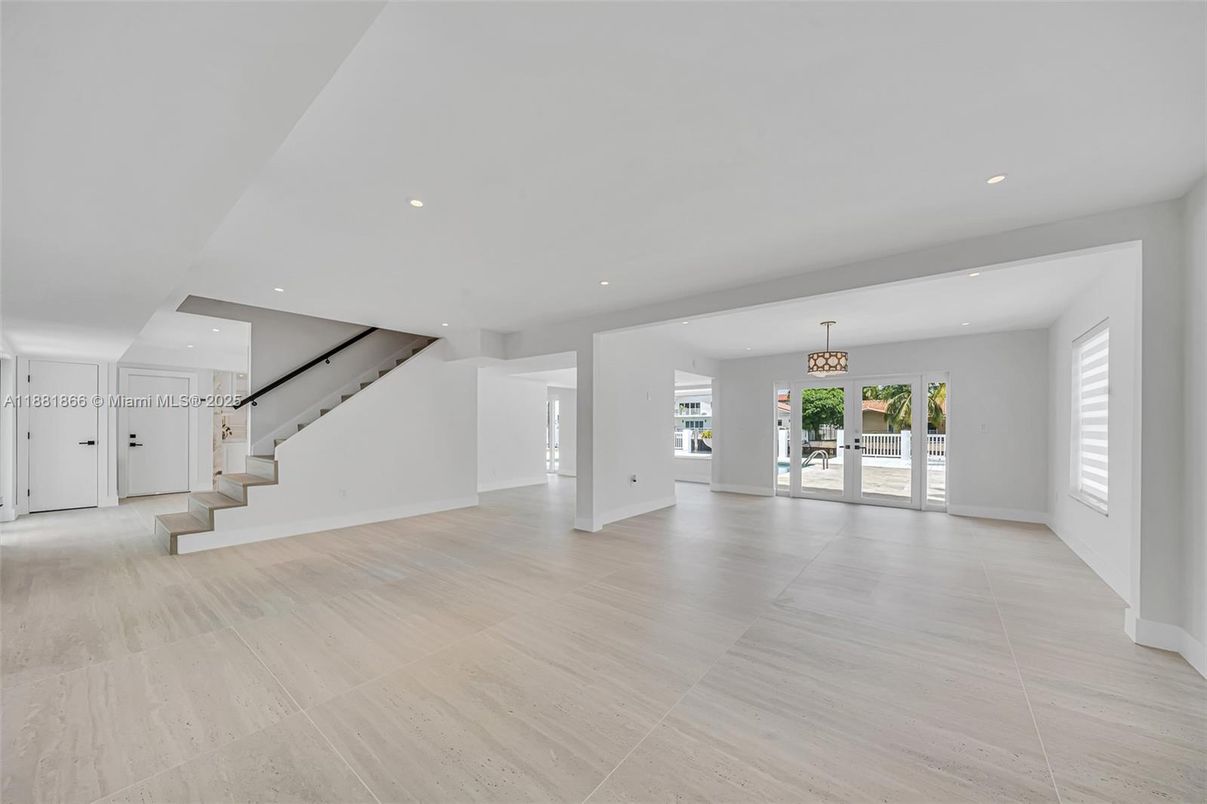 Empty room, Interior, Pendant Lights, Recessed Lighting, Wood Texture Flooring