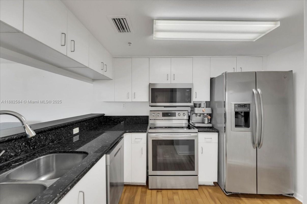 Interior, Kitchen, Stainless Steel Appliances, Wood Texture Flooring