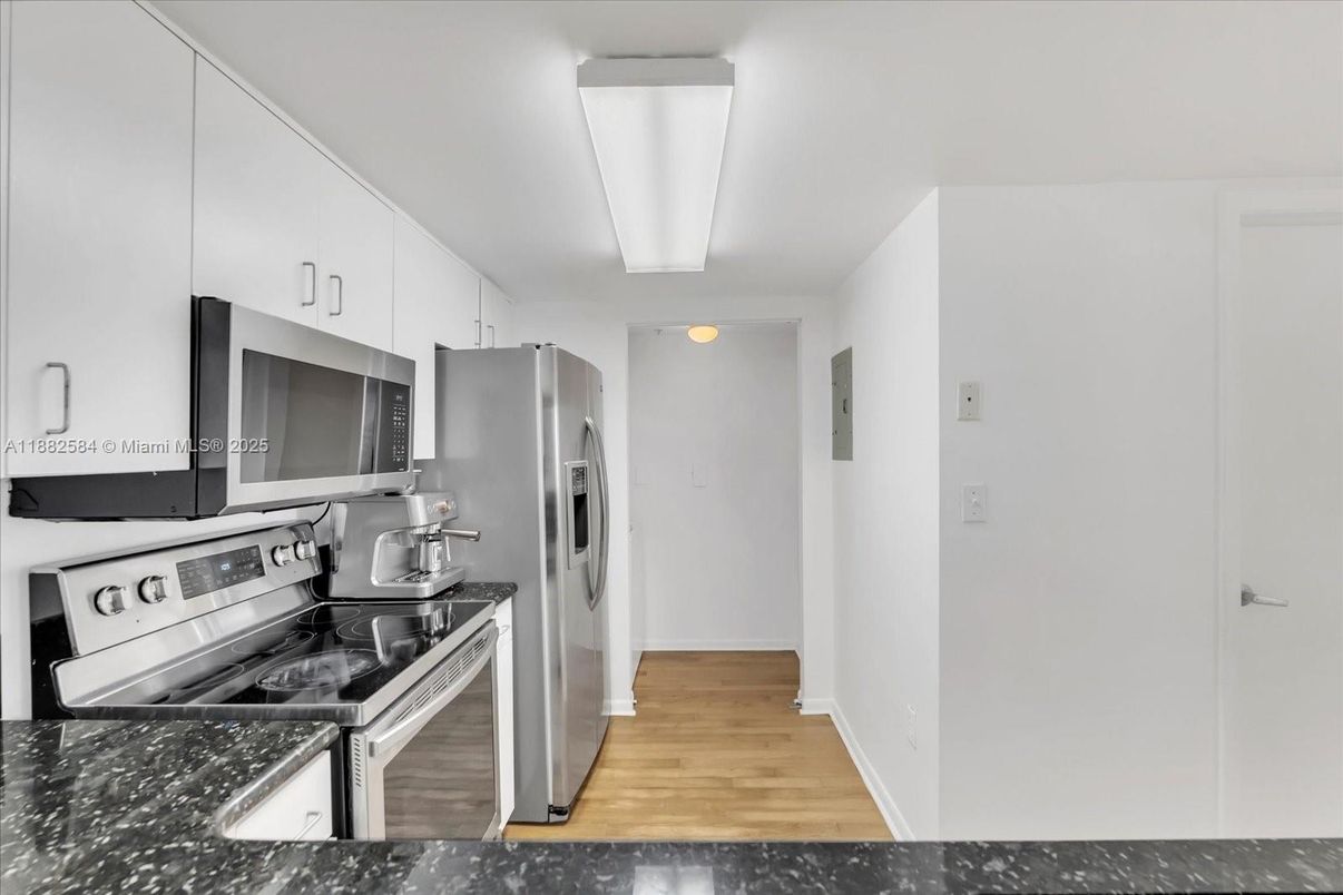 Interior, Kitchen, Stainless Steel Appliances, Wood Texture Flooring