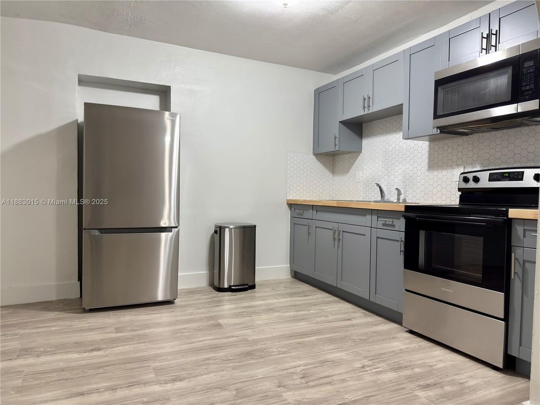 Interior, Kitchen, Stainless Steel Appliances, Wood Texture Flooring