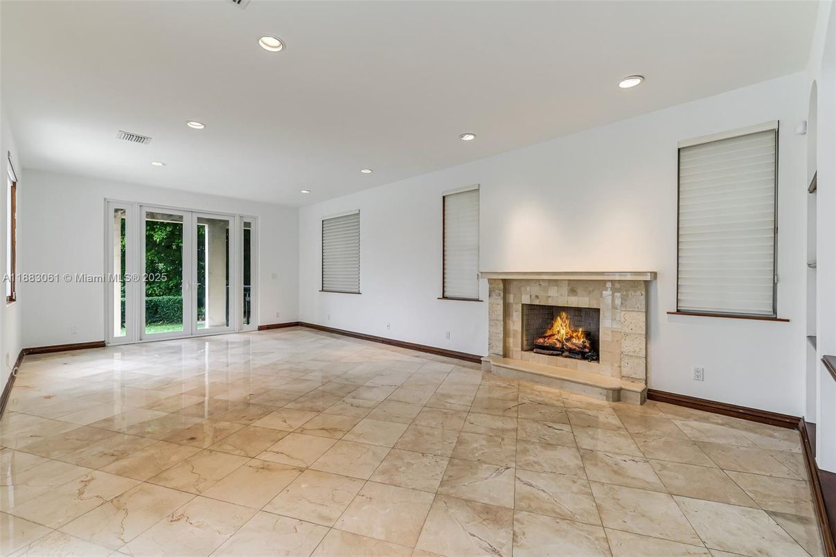Empty room, Fireplace, Interior, Recessed Lighting