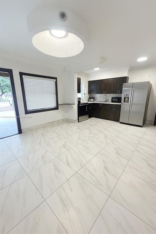 Interior, Kitchen, Marble, Recessed Lighting, Stainless Steel Appliances