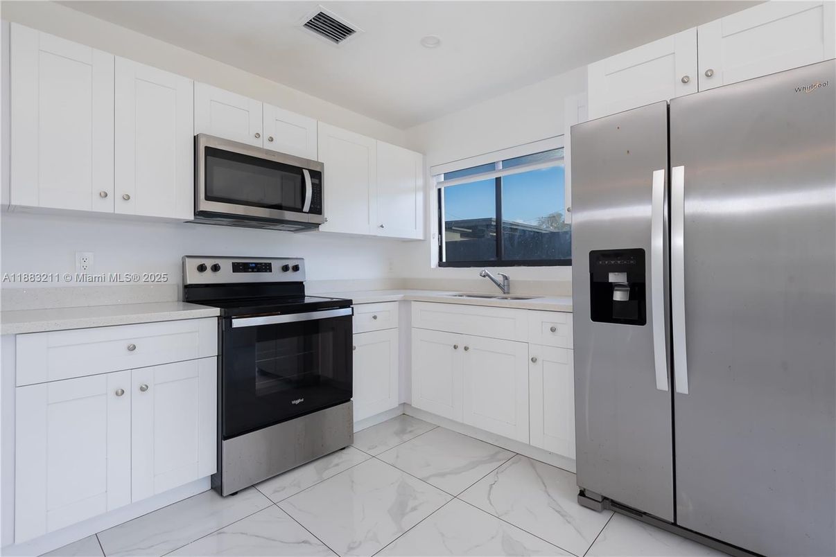 Interior, Kitchen, Marble, Recessed Lighting, Stainless Steel Appliances