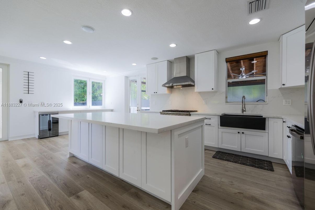 Interior, Kitchen, Recessed Lighting, Wood Texture Flooring