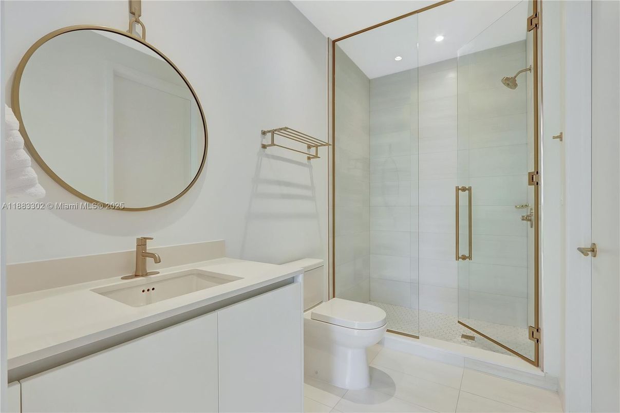 Bathroom, Glass Shower, Interior, Recessed Lighting